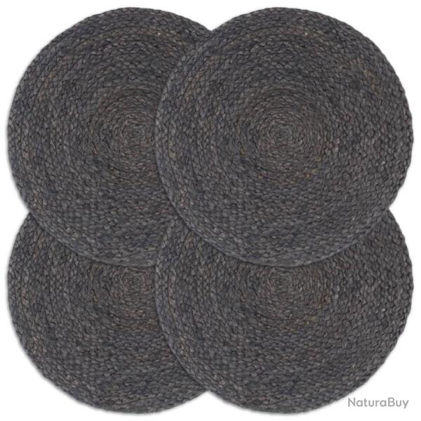 Napperons 4 pcs Gris fonc� Plain 38 cm Rond Jute