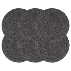 Napperons 6 pcs Gris fonc&eacute; Plain 38 cm Rond Jute