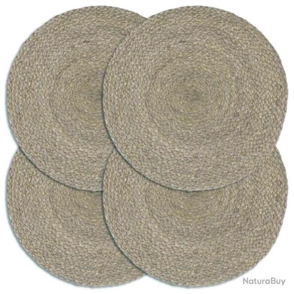 Napperons 4 pcs Gris Plain 38 cm Rond Jute