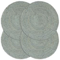 Napperons 4 pcs Vert olive Plain 38 cm Rond Jute