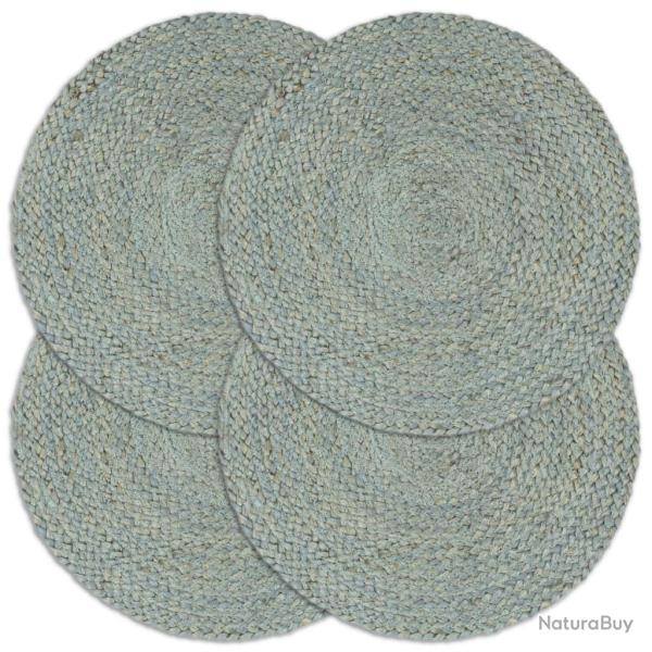 Napperons 4 pcs Vert olive Plain 38 cm Rond Jute