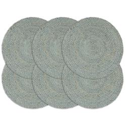 Napperons 6 pcs Vert olive Plain 38 cm Rond Jute