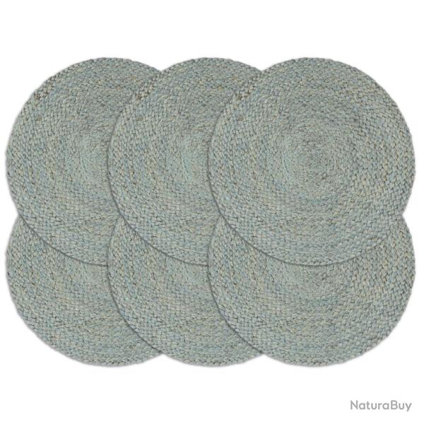 Napperons 6 pcs Vert olive Plain 38 cm Rond Jute
