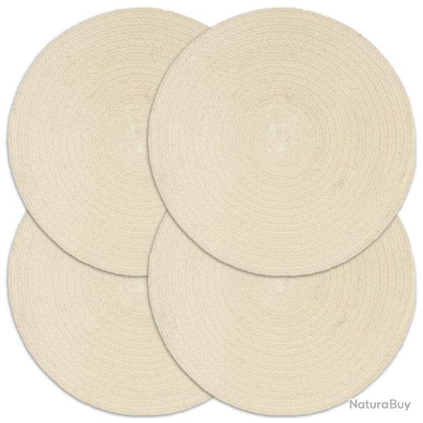 Napperons 4 pcs Naturel Plain 38 cm Rond Coton