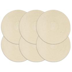 Napperons 6 pcs Naturel Plain 38 cm Rond Coton