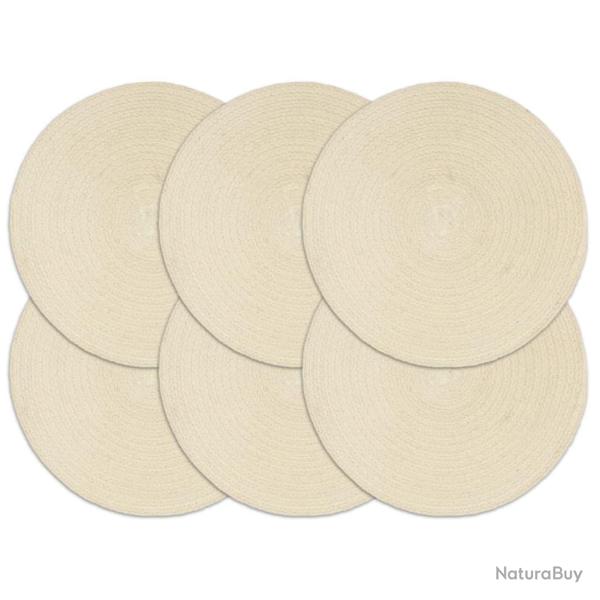 Napperons 6 pcs Naturel Plain 38 cm Rond Coton