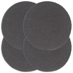 Napperons 4 pcs Gris fonc&eacute; Plain 38 cm Rond Coton