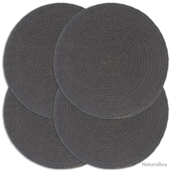 Napperons 4 pcs Gris fonc� Plain 38 cm Rond Coton