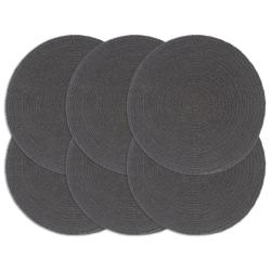 Napperons 6 pcs Gris fonc&eacute; Plain 38 cm Rond Coton