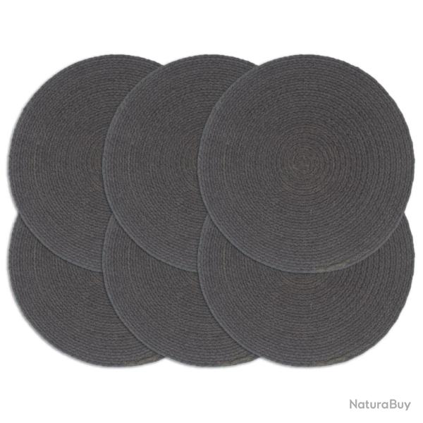 Napperons 6 pcs Gris fonc� Plain 38 cm Rond Coton