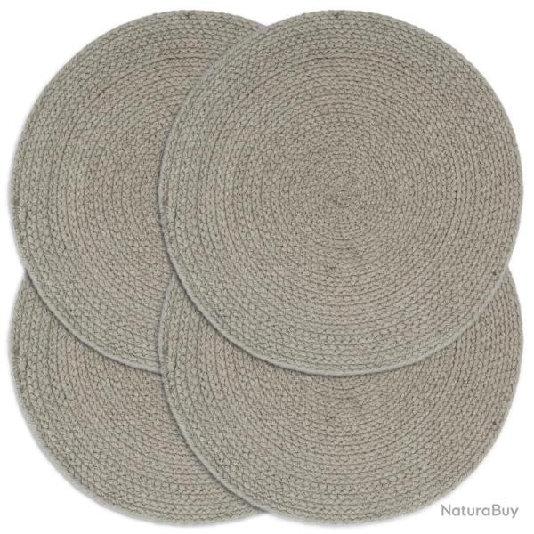 Napperons 4 pcs Gris Plain 38 cm Rond Coton