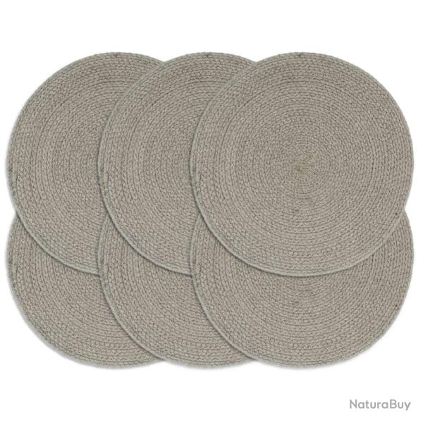 Napperons 6 pcs Gris Plain 38 cm Rond Coton