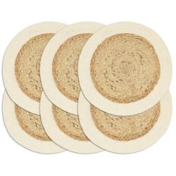 Napperons 6 pcs Naturel Plain 38 cm Rond Jute et coton