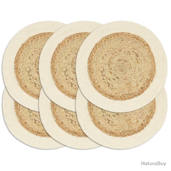 Napperons 6 pcs Naturel Plain 38 cm Rond Jute et coton