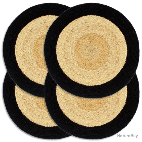 Napperons 4 pcs Naturel et noir 38 cm Jute et coton