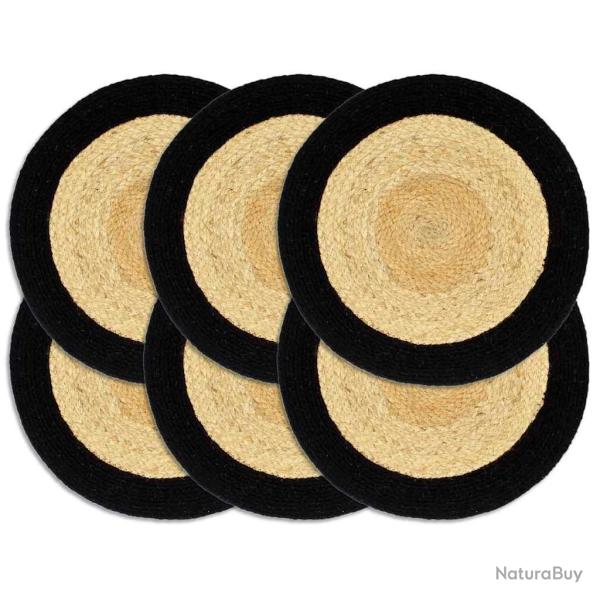 Napperons 6 pcs Naturel et noir 38 cm Jute et coton