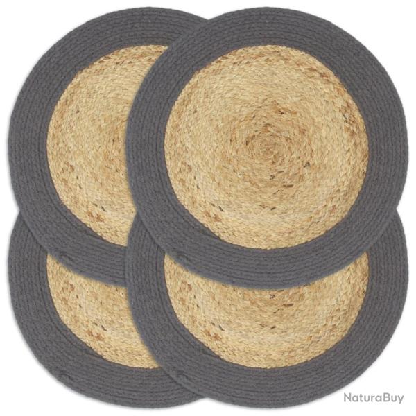 Napperons 4 pcs Naturel et anthracite 38 cm Jute et coton