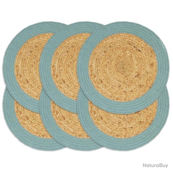 Napperons 6 pcs Naturel et vert 38 cm Jute et coton