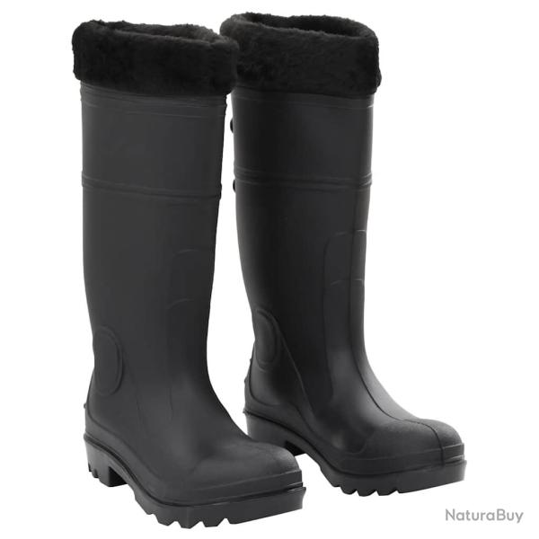 Bottes de pluie avec chaussettes amovibles noir taille 38 PVC