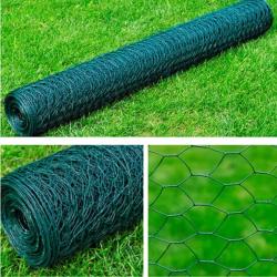 Cl&ocirc;ture en treillis acier hexagonal 1x25 m vert fonc&eacute;
