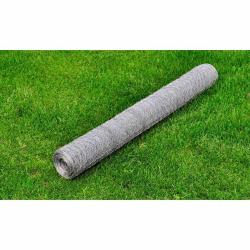 Grillage pour voli&egrave;re Acier galvanis&eacute; 25 x 1 m Argent&eacute;