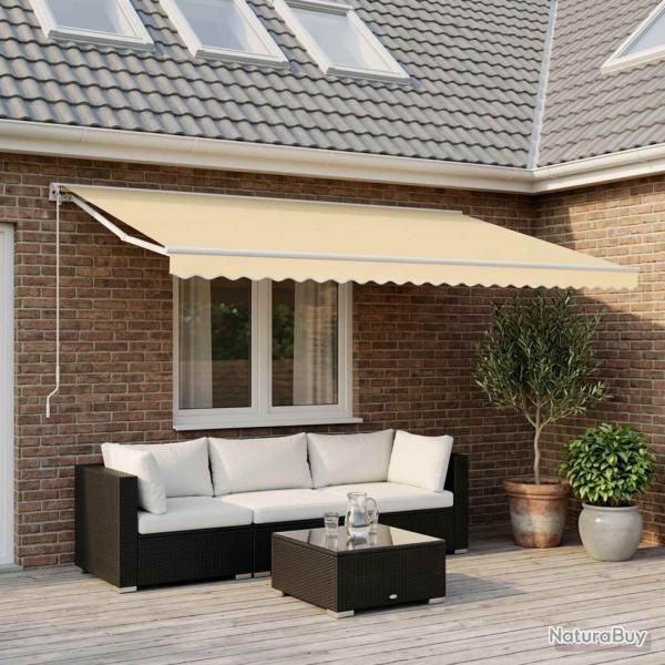 Tissu de remplacement pour auvent en polyester cr�me, pour la terrasse, 600 � 300 cm