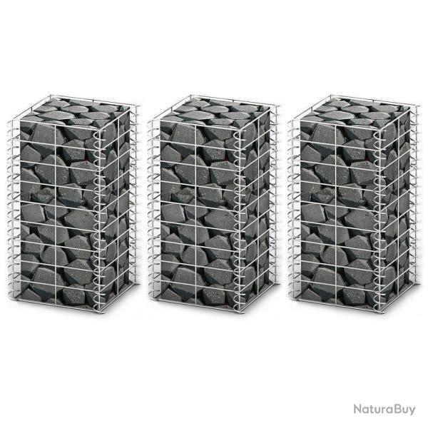 Jeu de panier de gabion 3 pcs Fil galvanis� 25x25x50 cm