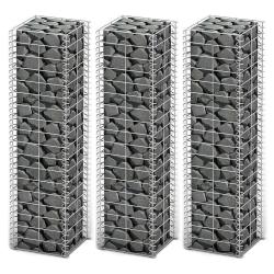 Jeu de panier de gabion 3 pcs Fil galvanis&eacute; 25x25x100 cm