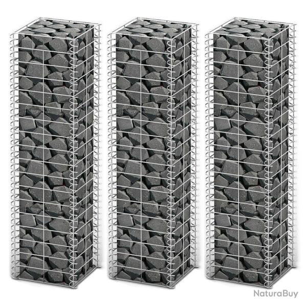 Jeu de panier de gabion 3 pcs Fil galvanis� 25x25x100 cm