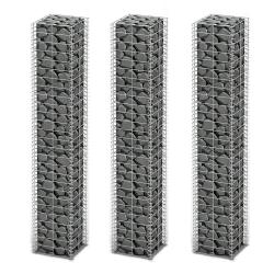 Jeu de panier de gabion 3 pcs Fil galvanis&eacute; 25x25x150 cm