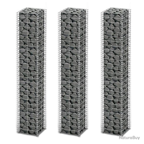 Jeu de panier de gabion 3 pcs Fil galvanis� 25x25x150 cm