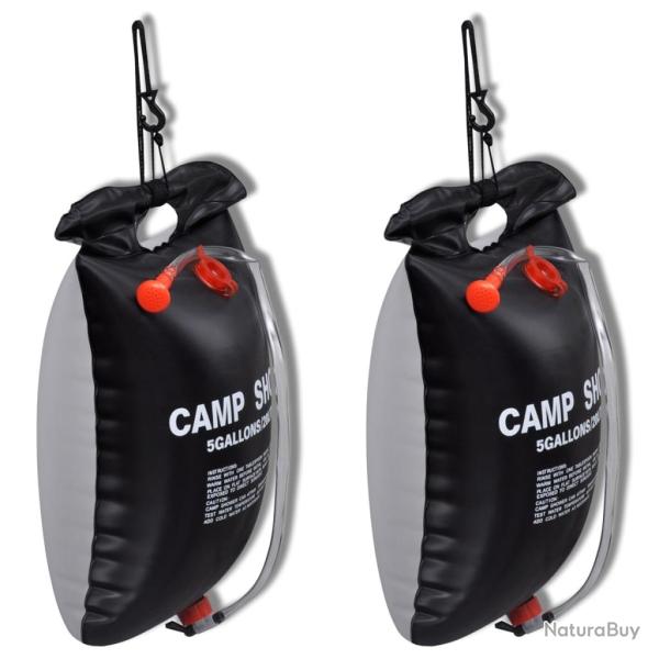 Douche solaire de camping et voyage 20 L 2 pcs