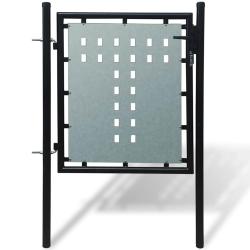 Portail de cl&ocirc;ture noir &agrave; une porte 100x100 cm