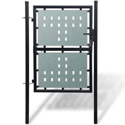 Portail de cl&ocirc;ture noir &agrave; une porte 100x125 cm