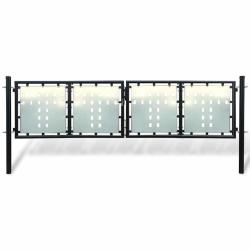 Portail de cl&ocirc;ture noir &agrave; une porte 300x100 cm