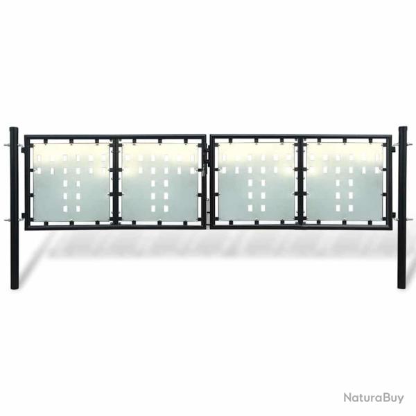 Portail de cl�ture noir � une porte 300x100 cm
