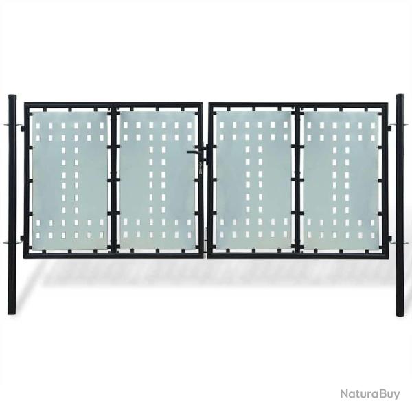 Portail de cl�ture noir � une porte 300x125 cm