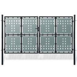 Portail de cl&ocirc;ture noir &agrave; une porte 300x150 cm