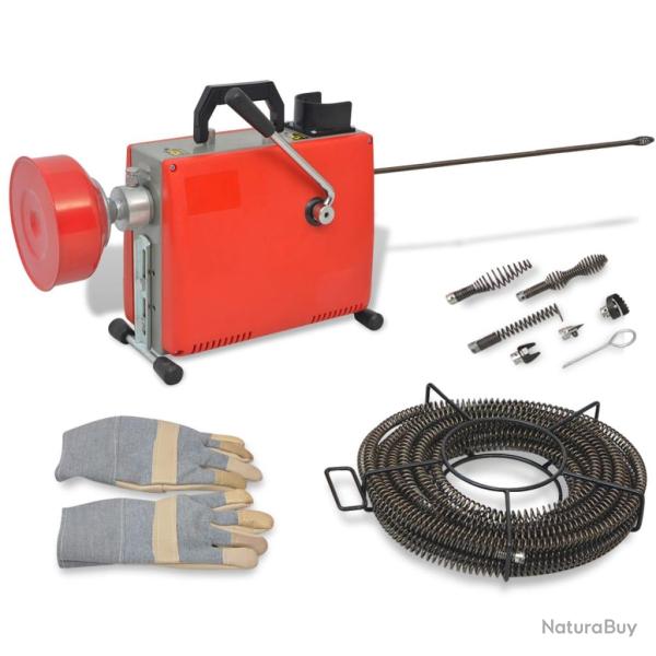 Machine de nettoyage de tuyaux 250W 15 m x 16 mm 4,5 m x 9,5 mm