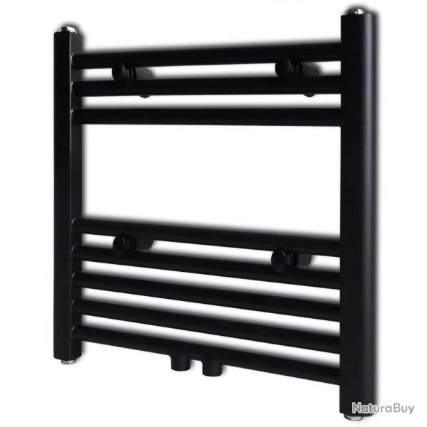 S�che-serviettes eau chaude � rails droits noir 480 x 480 mm