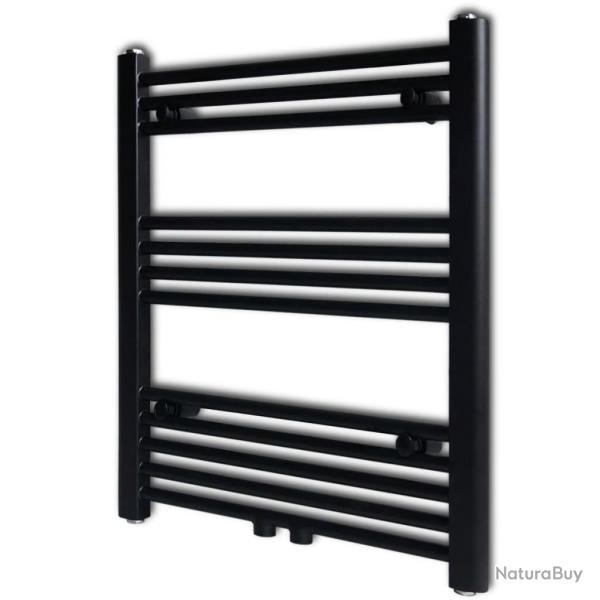 S�che-serviettes eau chaude � rails droits noir 600x764 mm