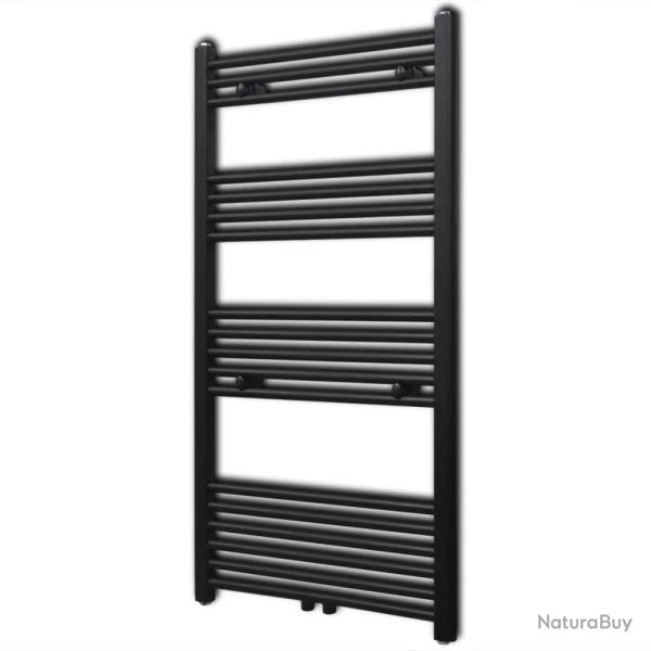 S�che-serviettes eau chaude � rails droits noir 600x1160 mm