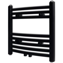 S&egrave;che-serviettes eau chaude &agrave; rails incurv&eacute;s noir 480 x 480 mm