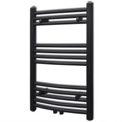 S&egrave;che-serviettes eau chaude &agrave; rails incurv&eacute;s noir 500 x 764 mm