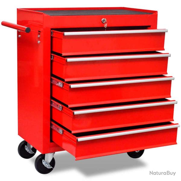 Chariot � outils d'atelier avec 5 tiroirs Rouge