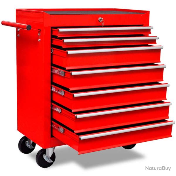 Chariot � outils d'atelier avec 7 tiroirs Rouge