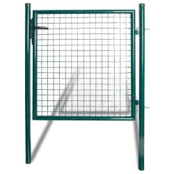 Portail de cl&ocirc;ture &agrave; une porte 100x100 cm en acier thermolaqu&eacute;