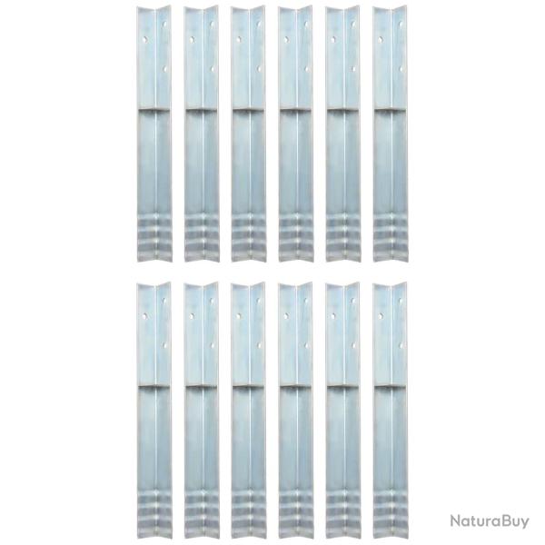 Piquet de sol en forme de L 12 pcs Acier galvanis� 5 x 5 x 50cm