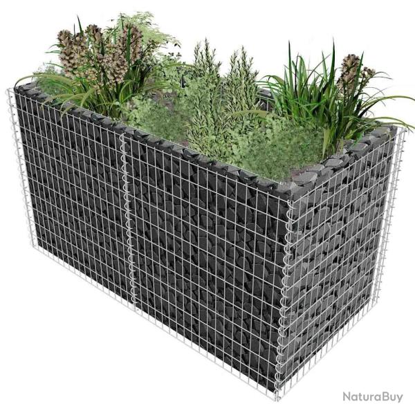 Lit sur�lev� � gabion Acier 180 x 90 x 100 cm Argent�