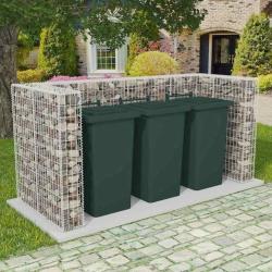 Cadre de gabion de poubelle triple Acier 250 x 100 x 120 cm